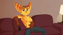 1boy armpit armpits bulge furry jerseydevil male male_only ratchet_(ratchet_and_clank) ratchet_and_clank shirtless solo tagme