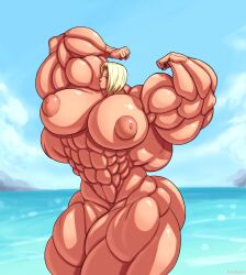 abs biceps big_breasts big_muscles blonde_hair breasts female hair huge_breasts huge_muscles kama-kumo large_breasts large_muscles muscles muscular muscular_arms muscular_female muscular_legs muscular_thighs nipples