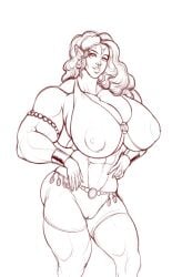 abs biceps big_breasts big_muscles breasts female hair huge_breasts kama-kumo large_breasts large_muscles long_hair muscles muscular muscular_female pecs smile smiling