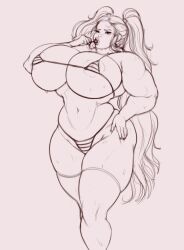 biceps big_breasts big_muscles bikini breasts female hair hourglass_figure huge_breasts kama-kumo large_breasts large_muscles muscles muscular muscular_arms muscular_female muscular_legs muscular_thighs thick_thighs