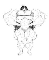 abs biceps big_breasts big_muscles bikini black_hair breasts female hair huge_breasts huge_muscles kama-kumo large_breasts large_muscles long_hair muscles muscular muscular_female