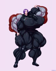 abs biceps big_breasts big_muscles breasts female hair huge_breasts huge_muscles kama-kumo large_breasts large_muscles muscles muscular muscular_arms muscular_female muscular_legs muscular_thighs pecs purple_hair