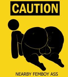 1boy anus ass backsack balls big_ass big_butt bottle butt caution_sign fat_ass fat_butt femboy huge_ass huge_butt male male_only pictogram solo text thick_ass thick_butt warning_sign warning_sign_person zivartx