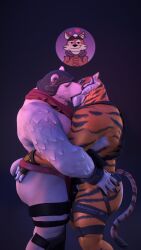 3boys 3d 3d_(artwork) absurd_res anthro ass bear black_nose black_stripes blender_(software) bulge bulge_rubbing canid canine canis closed_eyes clothing clothing_aside digital_media_(artwork) dollymolly323 duo epic_games felid fortnite fur furgonomic_headwear gay heart hi_res jockstrap jockstrap_aside kissing legband male male/male male_only mammal orange_body orange_fur oscar_(fortnite) pantherine polar_bear polar_patroller red_scarf scarf smile smirk striped_body striped_fur stripes tiger touching_hip tufted_fur underwear underwear_aside ursine wendell_(fortnite) whiskers white_body white_fur wolf