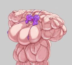 abs biceps big_breasts big_muscles breasts female hair huge_breasts huge_muscles kama-kumo large_breasts large_muscles muscles muscular muscular_female purple_hair