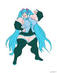 abs biceps big_breasts big_muscles breasts female hatsune_miku kama-kumo large_breasts large_muscles muscles muscular muscular_arms muscular_female muscular_legs muscular_thighs