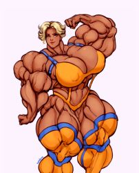 abs biceps big_breasts big_muscles blonde_hair breasts female hair huge_breasts kama-kumo large_breasts large_muscles muscles muscular muscular_arms muscular_female pecs