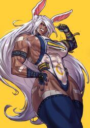 dark-skinned_female hero_outfit_(mha) miruko muscular_female my_hero_academia rumi_usagiyama virgoart1509