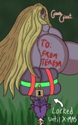 1futa 2d back back_view balls bands big_ass big_breasts blonde_hair blue_eyes breasts chastity chastity_device christmas christmas_decorations erection futa_only futa_urethral_insertion futanari ghoul grass guavagrunt huge_ass huge_balls huge_breasts huge_cock humanoid legs_spread lock long_hair looking_back monster monster_cock monster_girl nude orgasm_denial original original_character penis purple_skin red_sclera solo sounding sounding_beads sounding_rod squished_balls teresa_(guavagrunt) text text_on_ass urethral urethral_insertion warts weird_penis woods