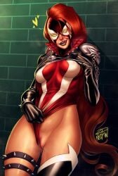 2dnsfw 2dswirl female female_focus female_only jessica_priest licking licking_lips light-skinned_female light_skin nipple_bulge nipples nipples_bulge red_hair she-spawn spawn spawn_(series) tongue vagina