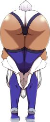 5_fingers ass bent_over big_ass big_butt brown_skin bubble_butt bunny_girl bunny_tail dark-skinned_female dark_skin female gloves heart-shaped_butt hero_outfit_(mha) hi_res highres kneehighs leotard long_hair miruko my_hero_academia praise_da_booty_(meme) rumi_usagiyama shiny_skin simple_background smallsoud solo tomboy white_background white_hair