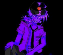 1boy cap dolbaeb12345 five_nights_at_freddy's fnaf hand_on_penis male male_only penis ponytail purple_body purple_guy_(fnaf) purple_hair purple_penis purple_skin self_upload shirt tie vincent_(fnaf)