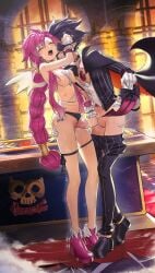 angel artina big_breasts blood breasts broken_clothing castle clothes couple couple_sex demon disgaea disgaea_4 duo large_breasts male navel nippon_ichi_software panties penis petite petite_body pink_hair skinny valvatorez vampire waligner