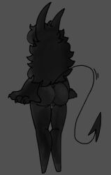 ass claws clitoris dark_skin demon demon_tail female horns long_hair long_horn tail thick_thighs unaware void