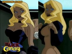 animated black_canary blonde_hair blue_eyes dc dc_comics edit edited_screencap flashing flashing_breasts jiggle jiggling_breasts justice_league_unlimited nude_filter tagme undressing