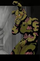 1boy animatronic ashamed embarrassed five_nights_at_freddy's five_nights_at_freddy's_3 fnaf furry furry_only hand_on_mouth humiliation humiliation_fetish indoors machine male male_only omorashi peeing peeing_self rabbit rabbit_ears repressed_youth scottgames solo solo_male springtrap springtrap_(fnaf) standing standing_pee urine urine_stain william_afton