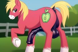 1boy 2d ai_generated animal_genitalia animal_penis anus ass balls big_balls big_macintosh_(mlp) cutie_mark digital_media_(artwork) dock earth_pony equine equine_anus equine_genitalia equine_penis feral feral_only friendship_is_magic furry hasbro hi_res hooves horse horsecock huge_balls male male_only mane my_little_pony ponut pony stallion tail