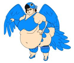 1girl bbw belly belly_button bikini bird_costume blue_bikini breasts costume fat female_only linda_gunderson obese obese_female rio_(film) rio_(series) solo_female wings