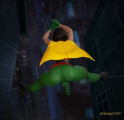 1boy 3d ass balls batman_(series) big_ass black_hair cape clothing dc dc_comics erect_penis erection erection_under_clothes femboy feminine_male genitalwear hanging_penis hitchcock human leggings male male_only mask pale_skin penis robin_(dc) robin_(dc)_(other) round_ass solo solo_male spread_legs swinging teen_titans tight_clothing trap viewed_from_behind