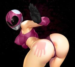 ai_generated ass asshole asshole_behind_thong big_ass cosplay faceless_female fanart hasbro helmet kamenrai_(artist) kimberly_hart mask mighty_morphin_power_rangers pink_ranger porn pose power_ranger power_rangers power_rangers_unworthy pussy sentai spank_marks spanked spanked_butt