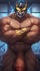 1boy abs arms_crossed balls bara big_balls big_muscles big_pecs big_penis cerberus049 daddy dilf earrings erection gay helmet helmet_only huge_balls huge_cock huge_muscles huge_pecs humanoid hunk male male_only muscular muscular_humanoid muscular_male navel nipples nude pecs penis shiva_(tokyo_afterschool_summoners) solo tokyo_afterschool_summoners yaoi