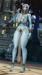 3d_(artwork) big_breasts elf elf_ears elf_female feet guidugalle guimontag high_heels midriff pinup priestess red_eyes skimpy_clothes sylvanas_windrunner warcraft world_of_warcraft