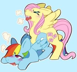 1futa 1girls balls blue_background blue_body blue_fur blush cutie_mark doggy_style equid equine female feral feral_on_feral feral_only feral_penetrated feral_penetrating feral_penetrating_feral fluttershy_(mlp) friendship_is_magic futa_on_female futanari gynomorph hasbro horse intersex jackrabbit mammal mane my_little_pony pegasus pink_hair pink_tail pony rainbow_dash_(mlp) rainbow_hair rainbow_tail sex simple_background tail tongue tongue_out wings yellow_body yellow_fur