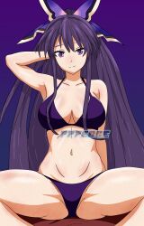 777edge belly bikini breasts date_a_live female_only light-skinned_female light_skin purple_eyes purple_hair solo_female yatogami_tohka