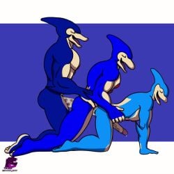 2023 5_fingers alien all_fours anal anal_orgasm anal_sex anthro ass blue_background blue_body blue_feet blue_hands bodily_fluids border cetacean cum cum_in_ass cum_inside cum_while_penetrated doggy_style dolphin dripping duel_monster ejaculation erection feet fin fingers from_behind_position genital_fluids genitals group group_sex head_fin humanoid humanoid_feet humanoid_hands male male/male mammal marine multicolored_body muscular muscular_anthro muscular_male neo-spacian_aqua_dolphin neo-spacian_hydro_dolphin neo-spacian_marine_dolphin nipples nude open_mouth orgasm pecs penetration penis plantigrade precum precum_drip red_nipples red_tongue sex side_view simple_background simultaneous_orgasms smile snout soles thepluto toes tongue toothed_whale train_position trio two_tone_body white_body white_border white_fingers white_soles yu-gi-oh! yu-gi-oh!_gx