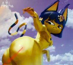 animal_crossing ankha ankha_(animal_crossing) anthro ass ass_bigger_than_head ass_focus bare_arms bare_ass bare_breasts bare_legs bare_shoulders blue_eyes blue_hair blue_tits breasts breasts_out cat_ears cat_humanoid cat_tail catgirl clawed_fingers claws claws_out domestic_cat dominant egyptian egyptian_cat egyptian_female feline female finger_claws fur furry furry_only laser laser_beam looking_at_ass looking_down nintendo nude nude_female seductive_pose snake sunriser tail video_games yellow yellow_body yellow_fur yellow_skin