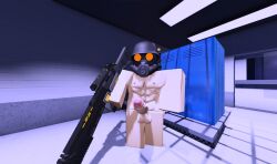 1boy 1male army army_man big_cock big_penis buff_male cyberpunk erect_penis erection gun locker_room male_only masked_male military_helmet naked_male roblox roblox_avatar roblox_game robloxian s1_(wov) science_fiction sector_1_(wov) sector_one_(wov) sector_one_gsu_(wov) solo_male world_of_vigilantes wov wov_(roblox)