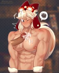 abs blush chest completely_nude cookie cookie_run cum cum_on_chest cum_on_pectorals disembodied_penis gay large_pectorals long_hair male male_chest male_focus male_only male_tits muscular muscular_arms muscular_male nipples paizuri pecs pectorals permil_nsfw strawberry_cream_cookie titfuck titjob wink yaoi