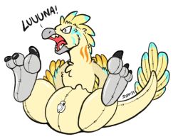 3_toes animate_inanimate dinosaur dromaeosaurid feathered_wings feathers feet inflatable living_inflatable male pool_toy reptile scalie symrea tan_body theropod toes transformation wings