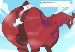 1boy anus ass averysweatyboy balls big_ass big_balls disembodied_hand feral generation_5_pokemon male male_only nintendo pokémon_(species) pokemon pokemon_(species) puffy_anus red_body red_skin scolipede spread_anus spread_ass spreading