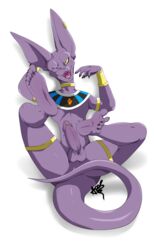 anthro apes balls beerus boner dragon_ball dragon_ball_super erection feline genital_piercing looking_at_viewer male male_only mammal manx penis penis_piercing piercing prince_albert_piercing smile solo