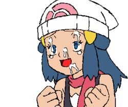 1girls animated beanie beige_skin bloggerman color cum cum_on_body cum_on_face dawn_(pokemon) female hair hat human human_only pokemon pokemon_dppt tagme