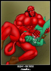 2boys abe_sapien anal_penetration balls ballsack black_hair blue_skin body_markings boner cock_hungry cum cum_hungry cum_on_body cum_while_penetrated dark_horse demon erect_nipples erection fingerless_gloves flaccid_penis foreskin foreskin_folds gay gills goatee green_skin hellboy hellboy_(series) holding_leg holding_penis horns huge_penis humanoid humanoid_penis icemanblue intact interspecies legs_held_open male male/male male_nipples male_only masculine mature_male mouth_open muscular muscular_male no_pupils nude nude_male partially_retracted_foreskin penis penis_on_face penis_size_difference piscine red_skin scrotum sideburns smooth_penis spread_legs tail_in_ass testicles uncut yaoi