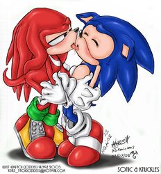 2005 french_kiss hedgehog knuckles_the_echidna male_only sega sonic_(series) sonic_the_hedgehog sonknux tongue