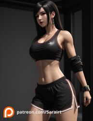 ai_generated final_fantasy final_fantasy_vii final_fantasy_vii_remake minishorts sarairt sports_bra sports_shorts tifa_lockhart women