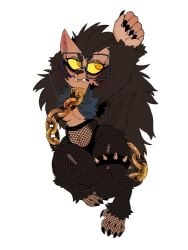 annoyed_expression anthro anthro_female claws fangs female female_only fishnets furry furry_female furry_only glasses hips lovelace_(miistniight) miistniight solo solo_female thick_thighs werewolf werewolf_girl wide_hips wolf wolf_girl