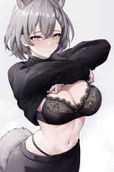 arknights bra female panties penance_(arknights) wolf_ears wolf_girl wolf_tail yan_kodiac