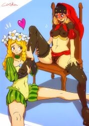 caska elf_ears fairy foot_fetish foot_play foot_worship mercedes_(odin_sphere) odin_sphere stockings tagme velvet_(odin_sphere) yuri