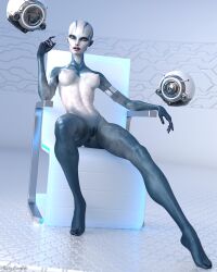 1girls 2023 3d alien alien_girl armband bald blue_body blue_skin female female_only high_heels large_breasts looking_at_viewer nenana_(riskybomber) nude nude_female original_character platform_heels riskybomber sci-fi science_fiction seated silver_high_heels sitting solo solo_female