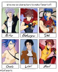 6+boys 6boys attack_on_titan bart_allen black_hair bloody_roar brown_hair dc_comics fire_emblem fire_emblem:_radiant_dawn galo_thymos highres ike_(fire_emblem) kid_flash kingdom_hearts kingdom_hearts_iii male male_only multiple_boys multiple_panels nintendo ogami_kenji promare riku sassykatart shingeki_no_kyojin six_fanarts_challenge young_justice