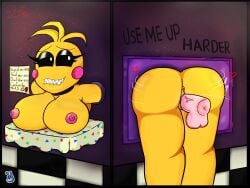 1girls anthro big_ass big_breasts big_penis female fire-xen five_nights_at_freddy's five_nights_at_freddy's_2 insertion naked naked_female pussy pussy_juice robot_girl stuck_in_wall through_wall toy_chica_(fnaf)