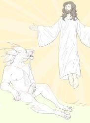 albino anthro anthro_only christianity creatures_of_sonaria crying crying_with_eyes_open feline furry furry_male jacking_off jesus_christ male male_only masturbation public_domain roblox roblox_game saulgreatman tarakotu tears tears_of_joy