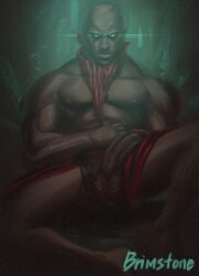 1boy 2019 balls bandana bara bara_tits barazoku battle_demon big_balls big_penis completely_nude dark-skinned_male dark_skin gay league_of_legends looking_at_viewer male male_focus male_nipples male_only manly masked muscular_male nipples nude penis pyke riot_games solo solo_male yaoi