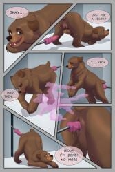 after_transformation anthro_to_feral aphrodisiac aphrodisiac_gas ass bear bodily_fluids brown_body brown_fur claws closed_eyes comic crazydonkey cuntboy cuntboy_transformation dialogue dildo english_text feral full_foot_pawpads fur gender_transformation genitals hi_res human_to_anthro human_to_feral intersex laboratory loss_of_dexterity male mammal masturbation mti_transformation nude pawpads paws penetration presenting presenting_hindquarters presenting_pussy pussy scientific_experiment sex_toy short_tail solo species_transformation speech_bubble tail text transformation transformation_sequence ursine vaginal_masturbation vaginal_penetration zoophilia