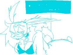 4:3 animated anthro blue_and_white blue_lines bouncing_breasts bra breasts clothing digital_media_(artwork) dijon_(guncht) eeveelution generation_1_pokemon guncht jolteon low_res monochrome nintendo pixel_(artwork) pixel_animation pokemon pokemon_(species) short_playtime solo underwear