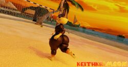 3d_(artwork) animal_crossing anthro ass big_butt blender_(software) digital_media_(artwork) domestic_cat felid feline felis genitals hi_res keithkrimson looking_at_viewer male mammal nintendo nude penis punchy_(animal_crossing) solo text widescreen